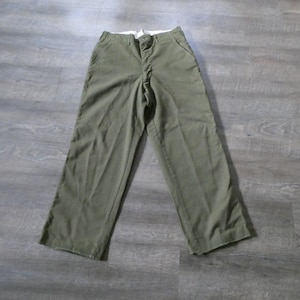 Vintage Olive Drab Wool Military Uniform Pants M-1951 Korean War Era Field Trousers 32 x 29 High Waist Wool Army Pants