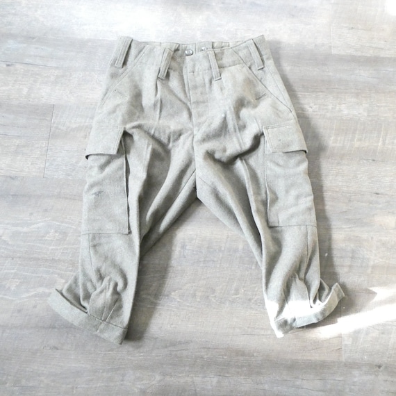 Vintage 1980s Wool Military Cargo Pants German Military Trousers Breeches