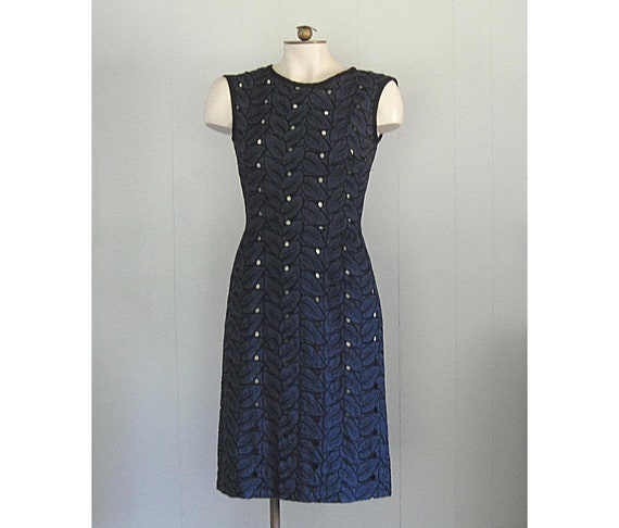 Vintage 1950s Wiggle Dress / Toni Todd Black and … - image 1