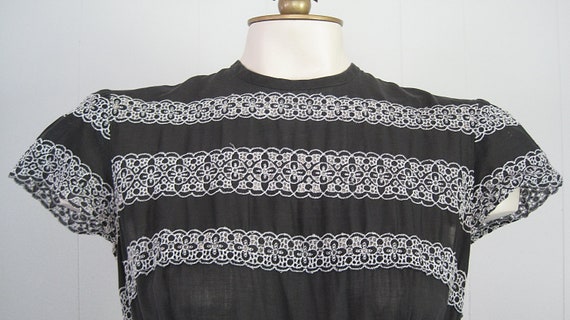 Vicky Vaughn Black and White Eyelet Cotton Dress … - image 3