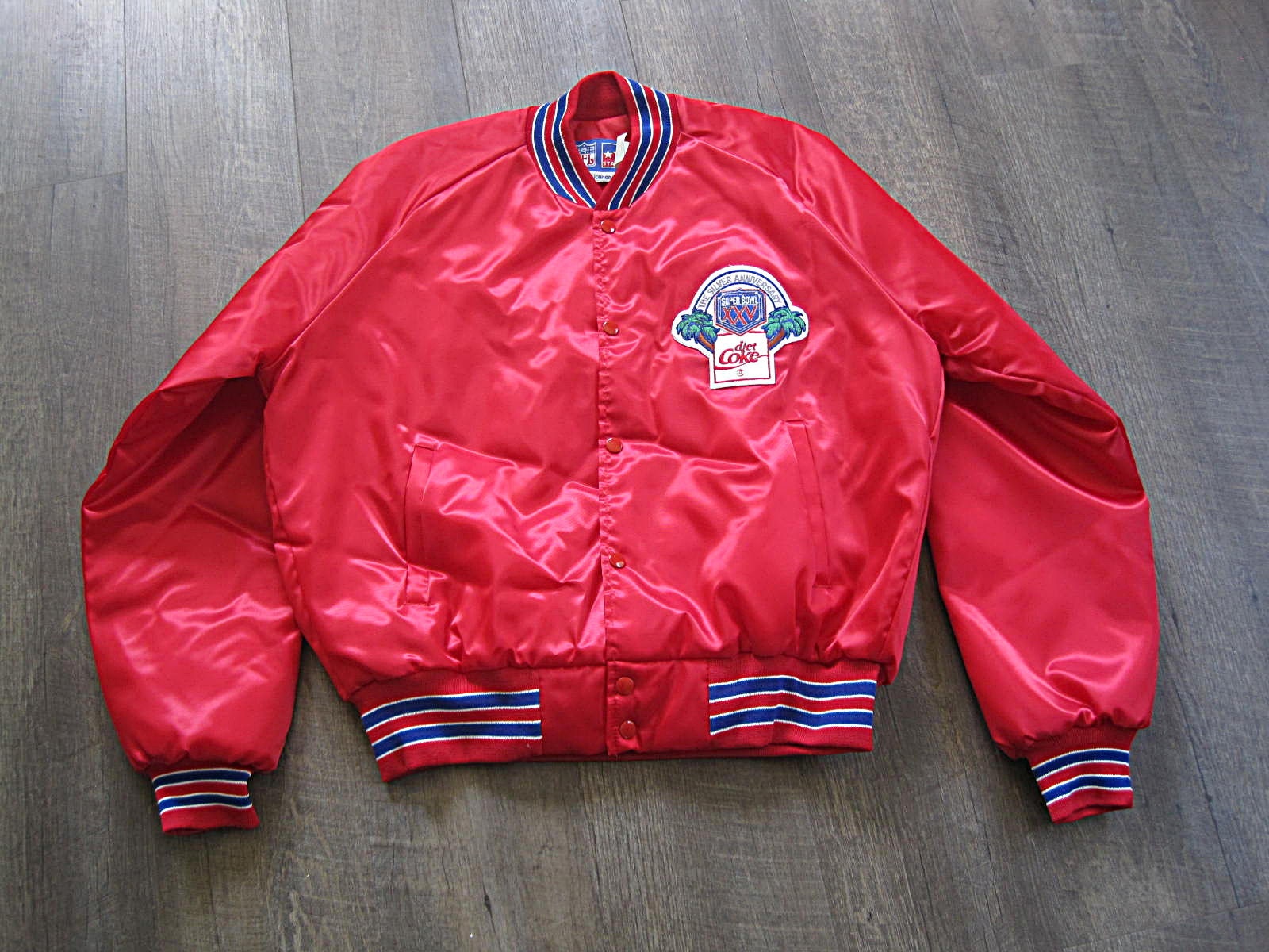 Vintage Super Bowl XXV Licensed NFL Satin Bomber Jacket 1990