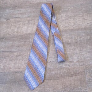 1960s Vintage Damon Pure Silk Necktie / &#39;60s Vintage Blue/Brown Diagonal Stripe Tie  Corporate Midcentury Cravat