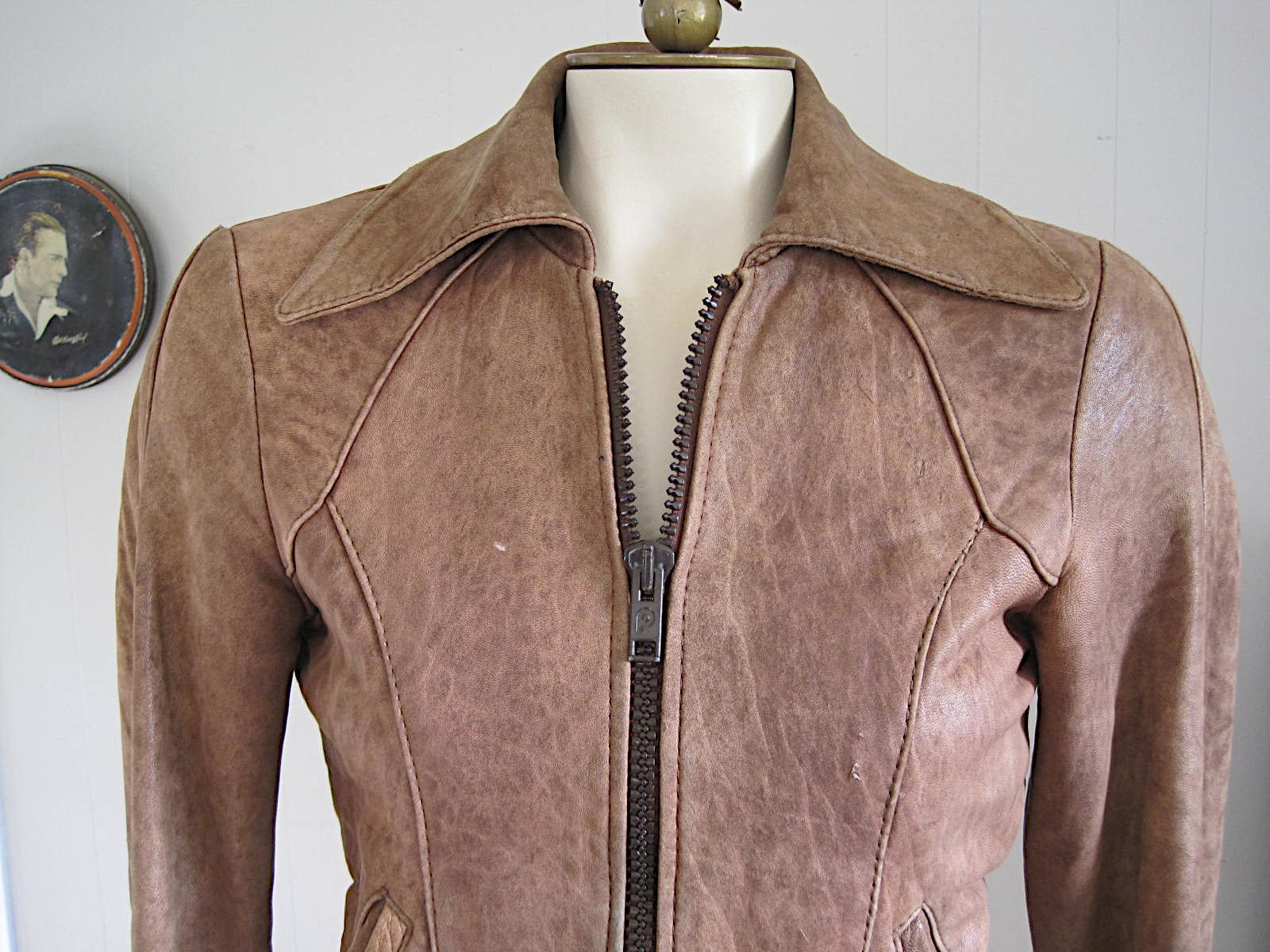 Vintage Brown Leather Bomber Jacket / Women's Small XS Vintage Brown Leather Bomber Jacket / Women's Small XS