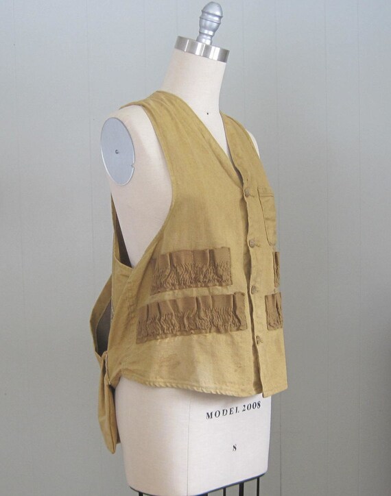 1950s Vintage Khaki Duck Canvas Hunting Vest / 50… - image 4