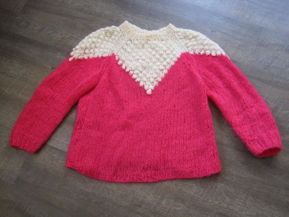 1960s Vintage Mohair Wool Sweater / Fuchsia Pink … - image 5