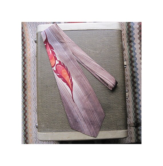1940s Vintage Wide Tie / '30s '40s Gray and Maroon