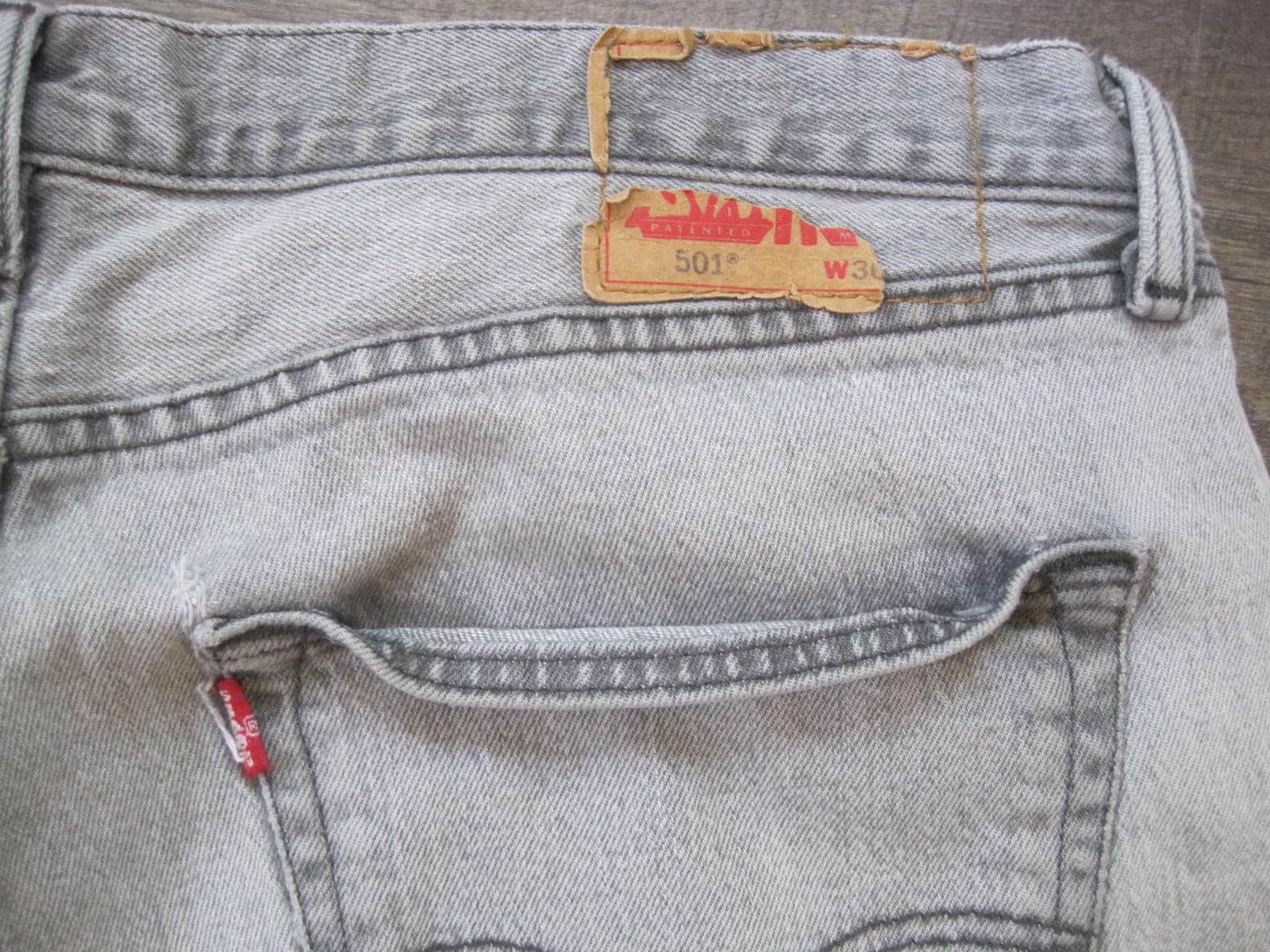 Vintage Levi's 501 Jeans: Gray Distressed Denim, Button Fly 36 X