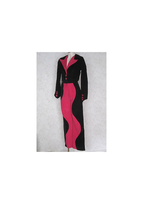 Vintage Betsey Johnson Alley Cat Pants Suit / Blac