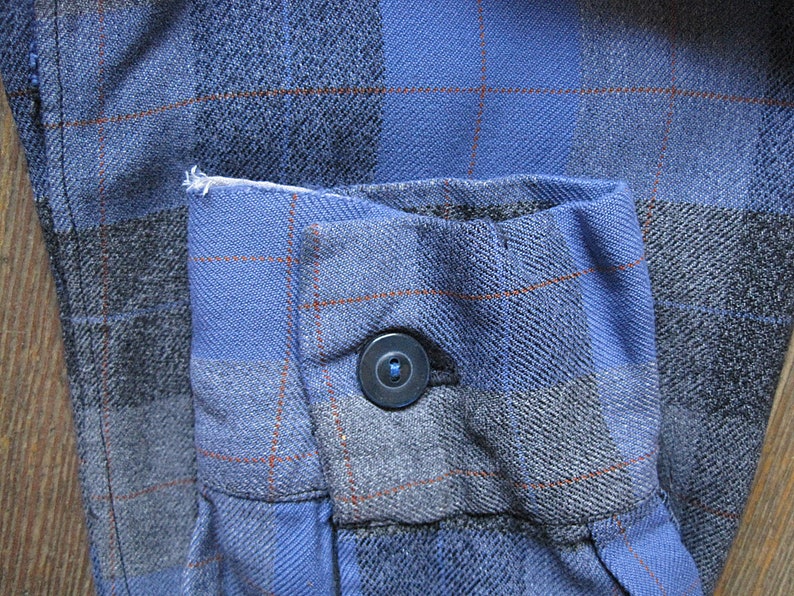 1950s Vintage Flannel Shirt /'40s /'50s Wool Jacket Vintage Plaid Wool Loop Collar Shirt With Flap Pockets