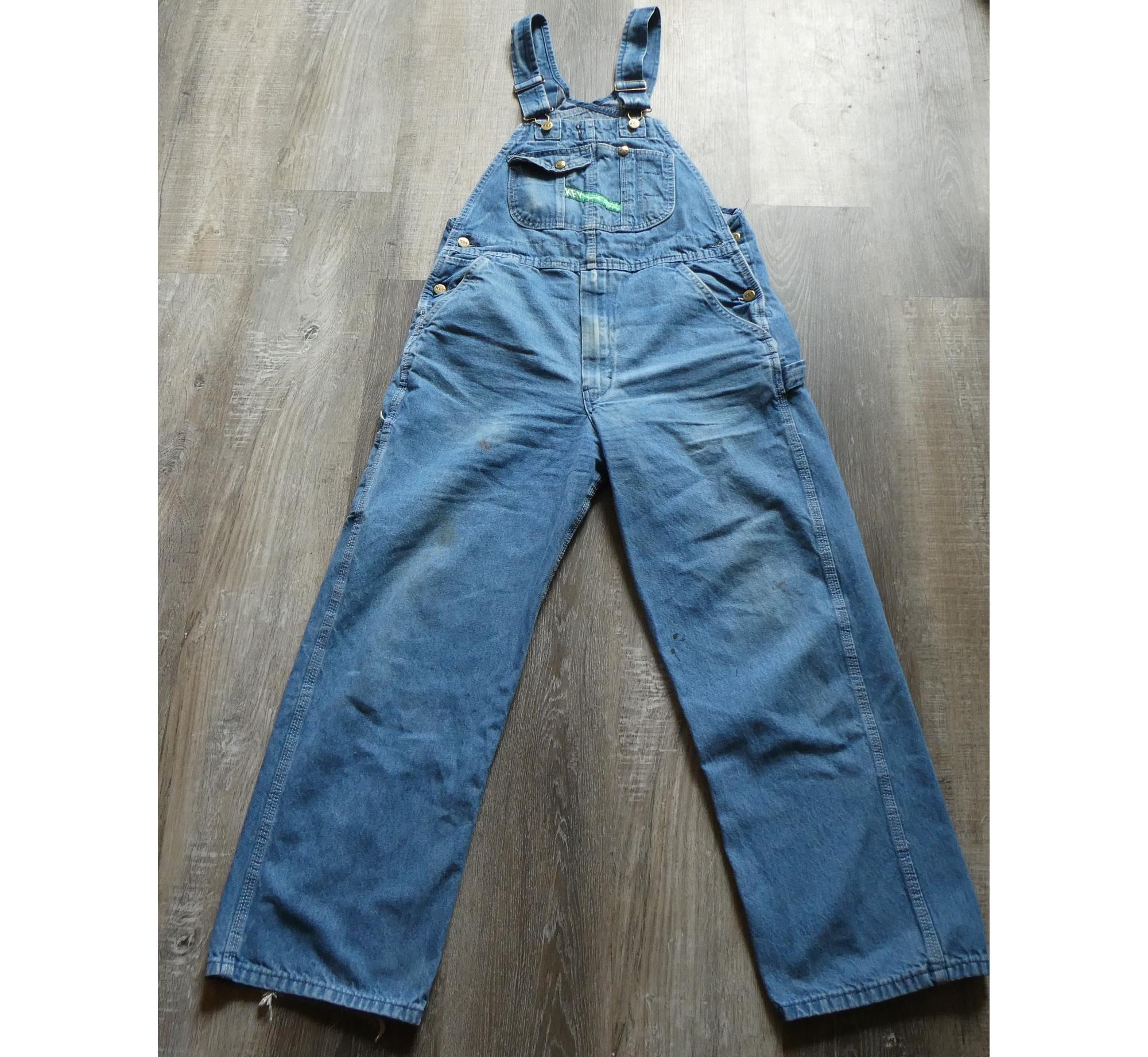 Vintage Key Imperial Denim Bib Overalls: Faded Workwear (34x29) - Etsy