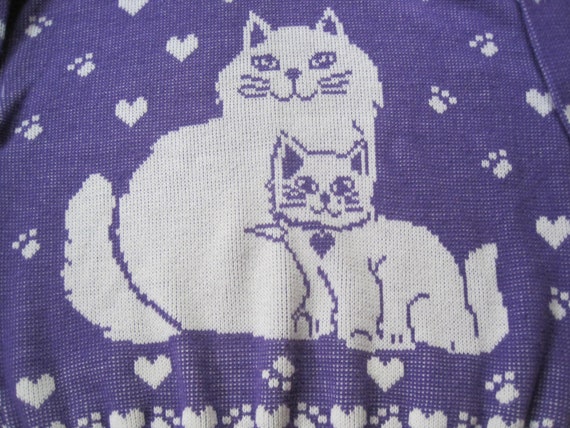 1980s Vintage Crazy Cat Lady Sweater / '80s '90s … - image 2