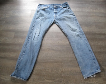 Levi's 501 Button Fly Jeans / 36 x 34 Vintage Levis Distressed Denim Faded Feathered Worn Jeans 501 80s 90s Jeans