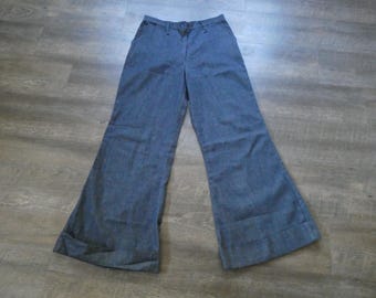 1970s Bell Bottom Jeans Wide Leg Ladies Flare Trousers Elephant Bell Jeans 30 Waist