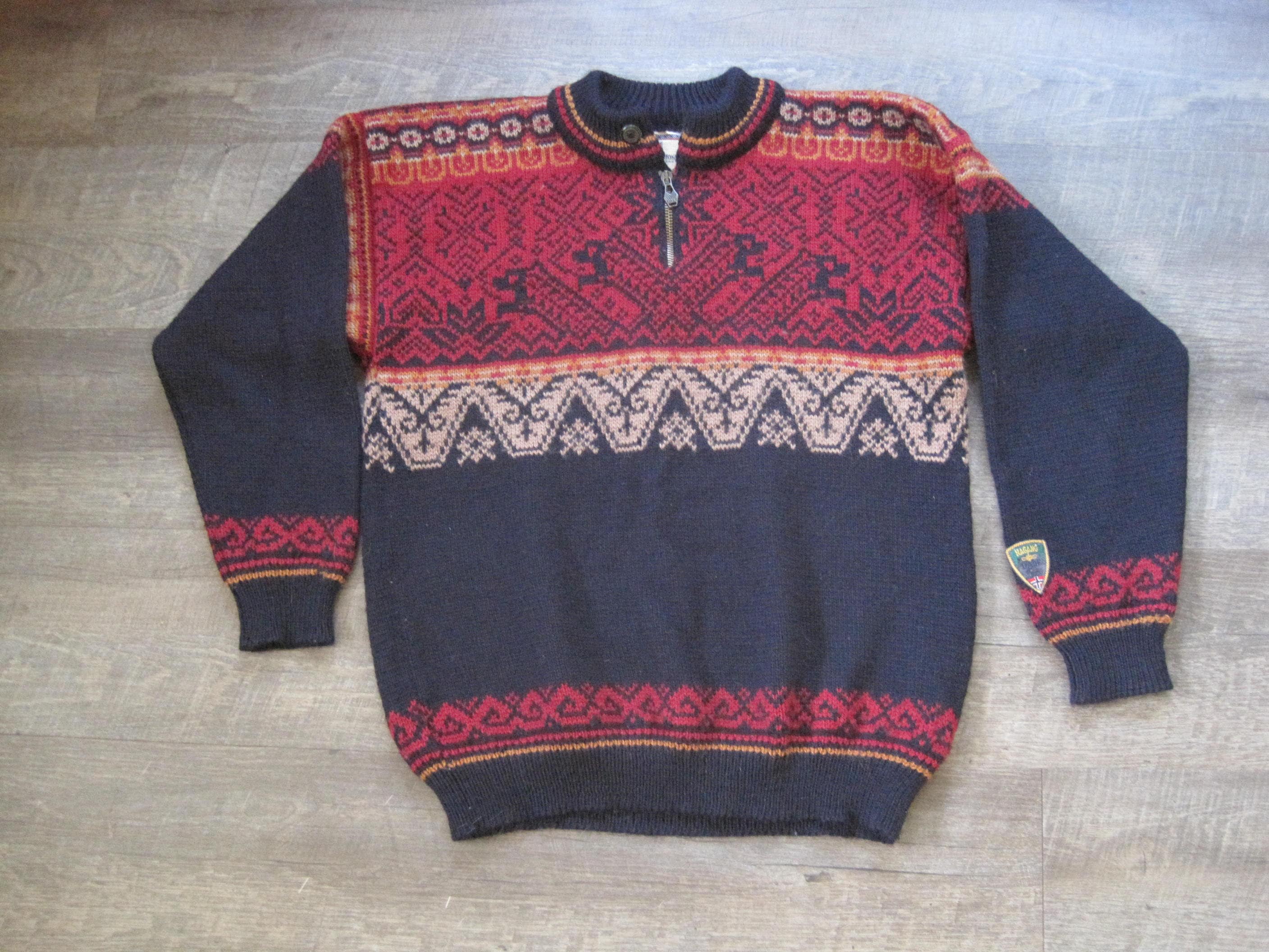 Vintage Dale of Norway Wool Ski Sweater Nagano Olympic 1998
