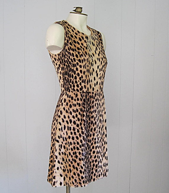 50s Vintage Pin Up Cocktail Dress / Leopard Print… - image 2