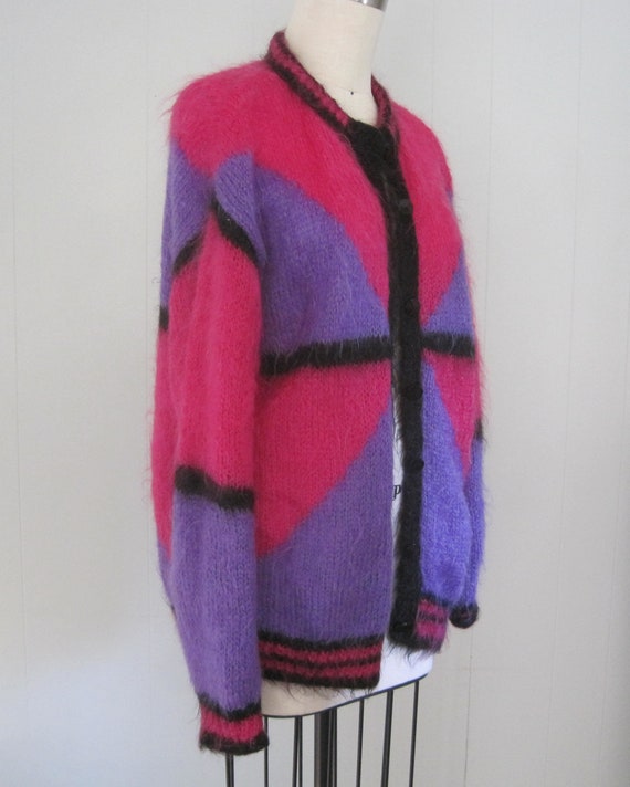 1980s Vintage Oversize Mohair Cardigan Sweater / … - image 4