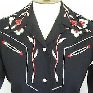 1940s Vintage Embroidered Western Shirt / '40s '50s Ladies Western ...