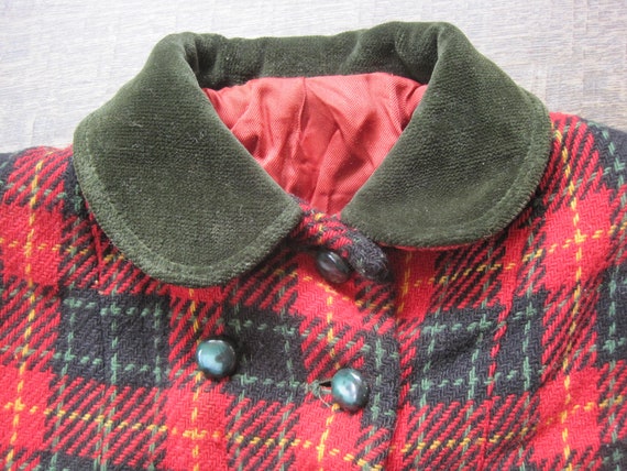 Vintage 1950s Girl's Coat / Plaid Kute Kiddie Pri… - image 3