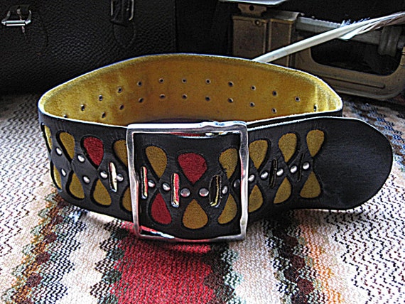 Vera Neumann 1960s Vintage Leather Belt / 60s Stud
