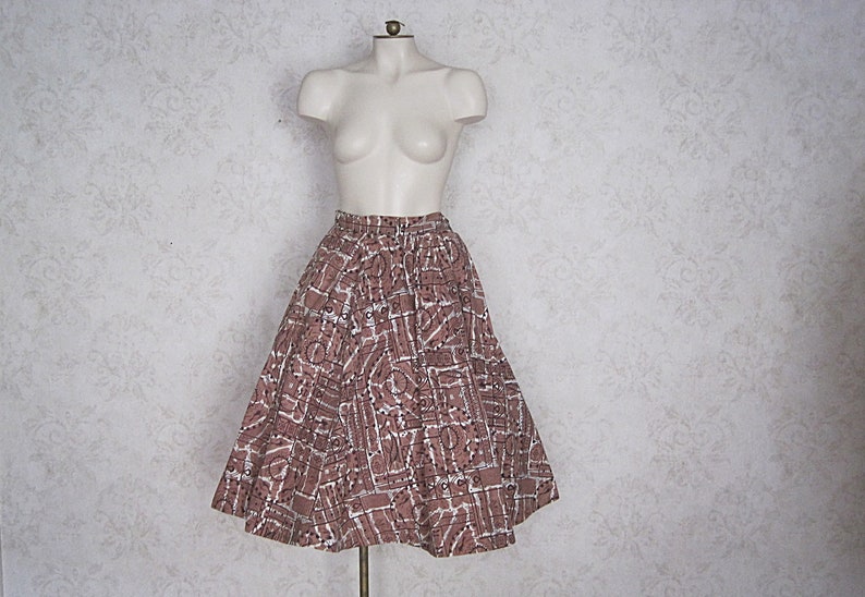 1950s Full Cotton Circle Skirt / Vintage Hawaiian Tiki Skirt image 5