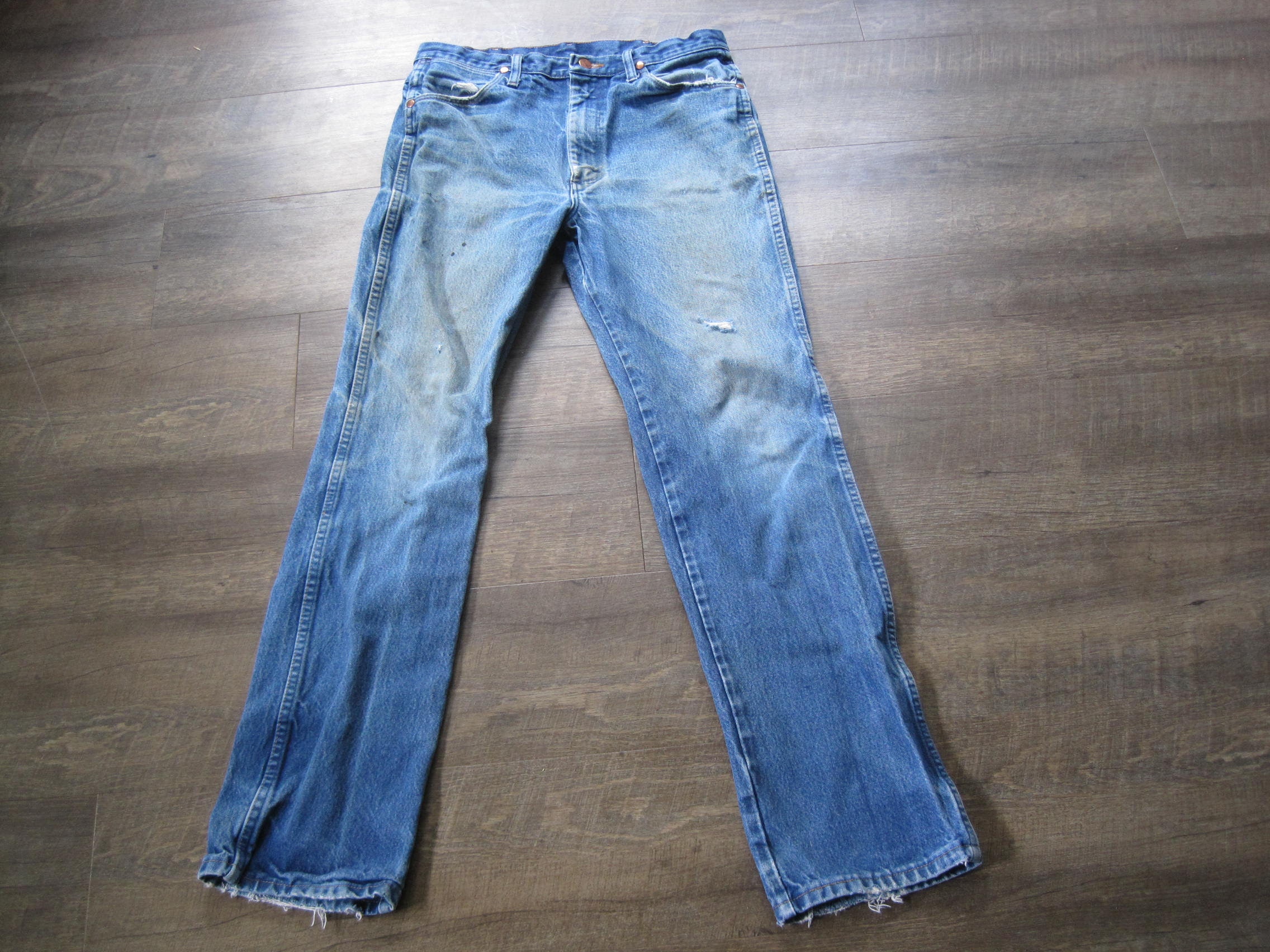 Vintage Distressed Denim Wrangler Jeans 34 X 34 Tag / 1980s - Etsy Australia