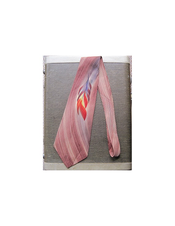 1940s Vintage Men's Wide Silk Rayon Necktie / 1930
