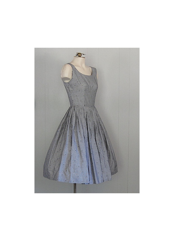 1950s Vintage Cotton Gingham Fit & Flare Summer S… - image 2