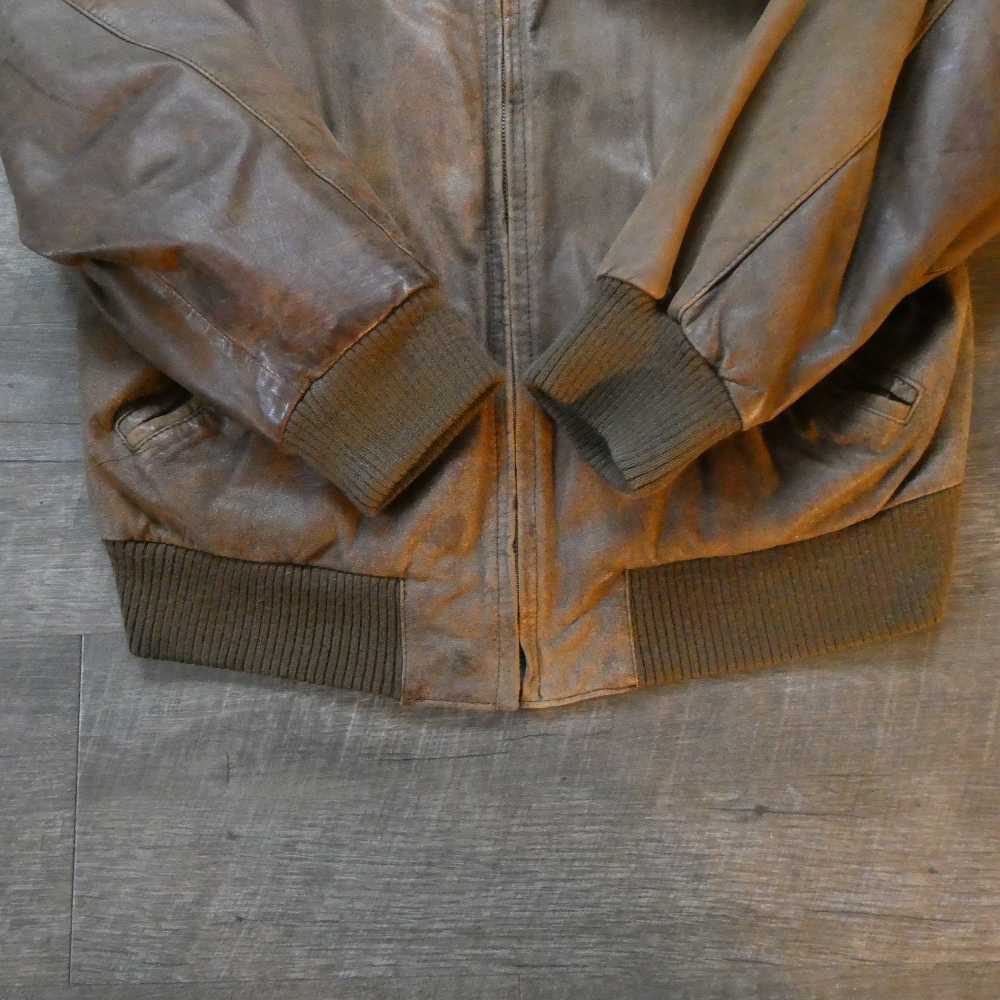 Vintage L.L. Bean Leather Bomber Jacket Size 42 Brown Sherpa