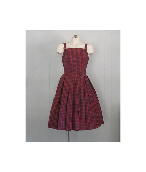 1950s Vintage Lanz Cotton Plaid Fit & Flare Summer