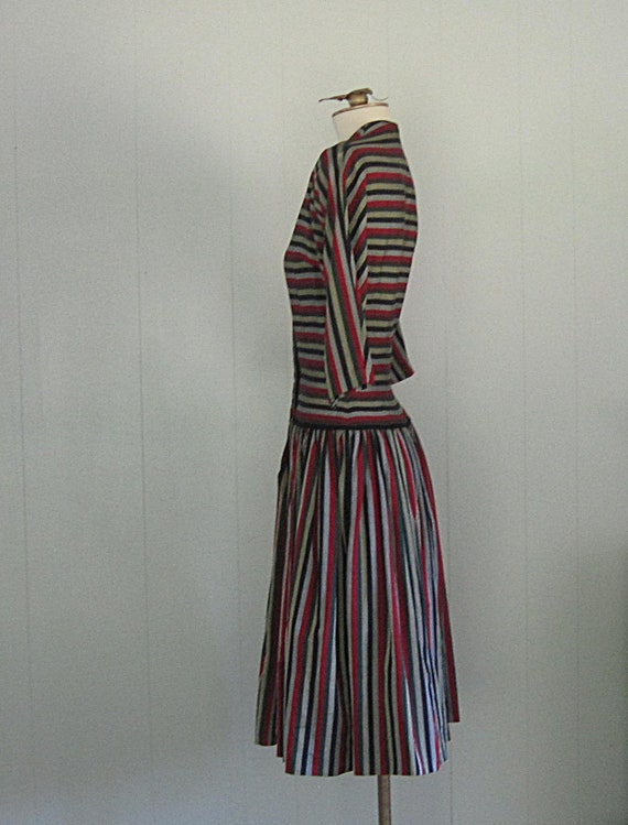 Vintage 50s Striped Pat Hartly Dress / Fitted Bod… - image 6