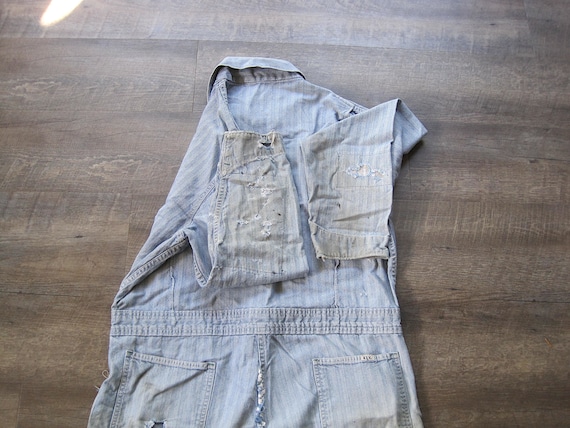 Vintage Key Coverall / 60s 70s Distressed Denim H… - image 8