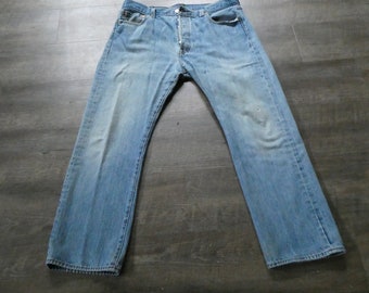 Levi's 501 Button Fly Jeans / 36 x 29 Tag Single Stitch Vintage Levis Distressed Denim Faded Feathered Worn 80s 90s Jeans