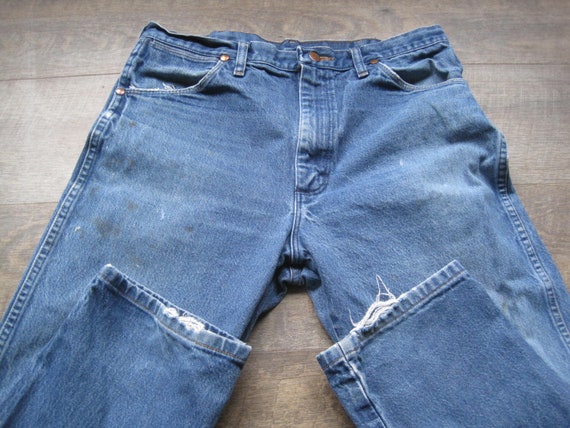 Vintage Distressed Denim Jeans / Straight Leg Hig… - image 3