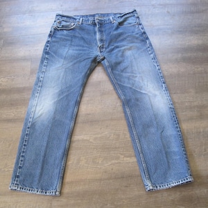 Vintage Levi&#39;s 505 Distressed Denim Jeans 40 x 32 Tag Levi High Waist 90s Faded Feathered Denim Single Stitch Boyfriend Jeans 40 x 31