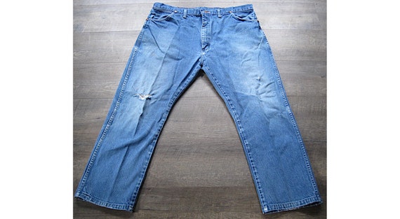 Vintage Distressed Denim Wrangler Jeans 42 X 30 T… - image 1