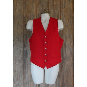 Vintage Pendleton Wool Vest Red Wool Satin Lined Waistcoat Men&#39;s Small/Medium 38 Chest