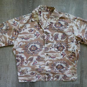 Vintage LAU-HALE Hawaiian Shirt: 1950s Cotton Aloha Shirt, Loop Collar