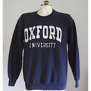Vintage Oxford University Sweatshirt / 1990s Blue & White Pullover Varsity Sweater Size S