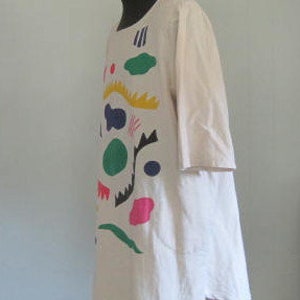 Gudrun Sjoden Tunic Dress / Y2K Cotton Linen Abstract Print Tunic Top Dress One Size Loose Flowy Summer Beach Cover image 4