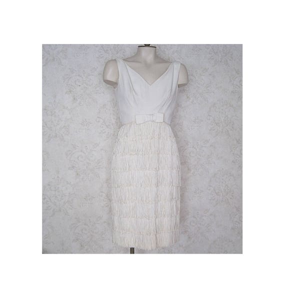 white fringe cocktail dress