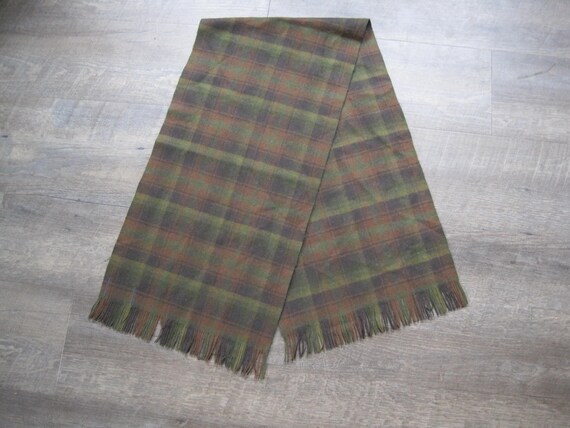 Vintage Pendleton Plaid Wool Scarf / Olive Green … - image 3