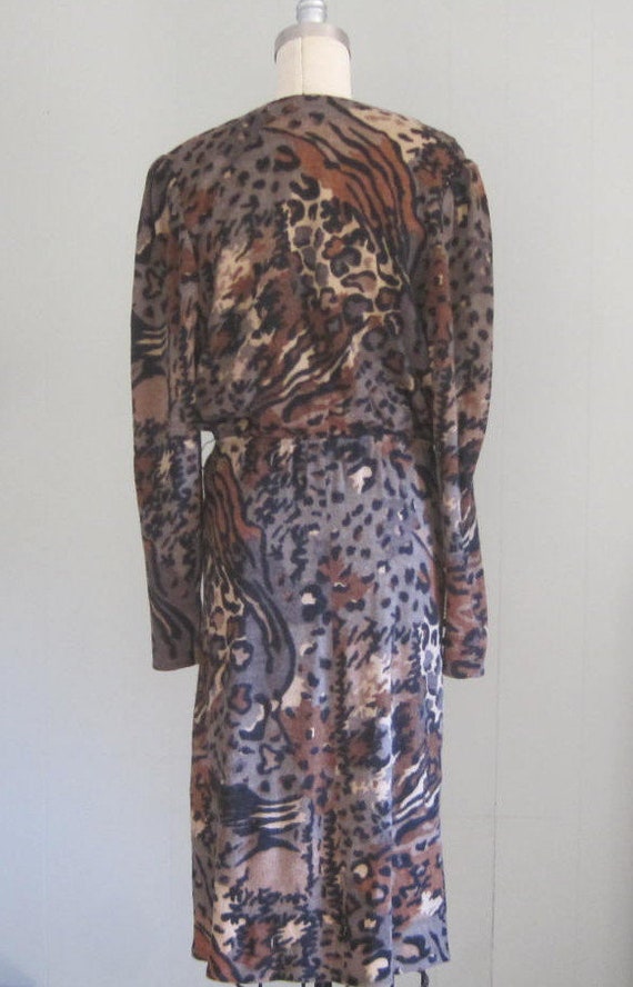 Vintage Leopard Print Sweater Dress '80s '90s Fra… - image 2