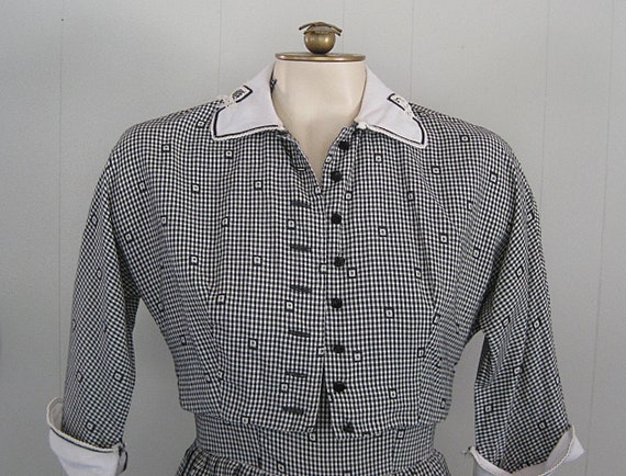 1950s Vintage Cotton Gingham Fit & Flare Summer S… - image 4