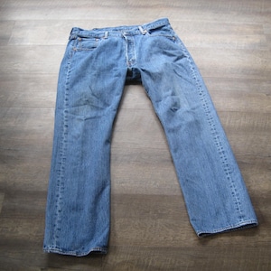 Vintage Levi's Button Fly Jeans / Single Stitch Levis 501 Distressed Denim 38 x 32 Tag Natural Wear High Waist 80s 90s Levi Jeans