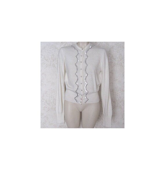 Elsa Schiaparelli Vintage 1950s Beaded Cardigan Sw