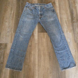 Vintage Levi&#39;s 501 Jeans: Distressed Faded Denim, Button Fly (34x30)