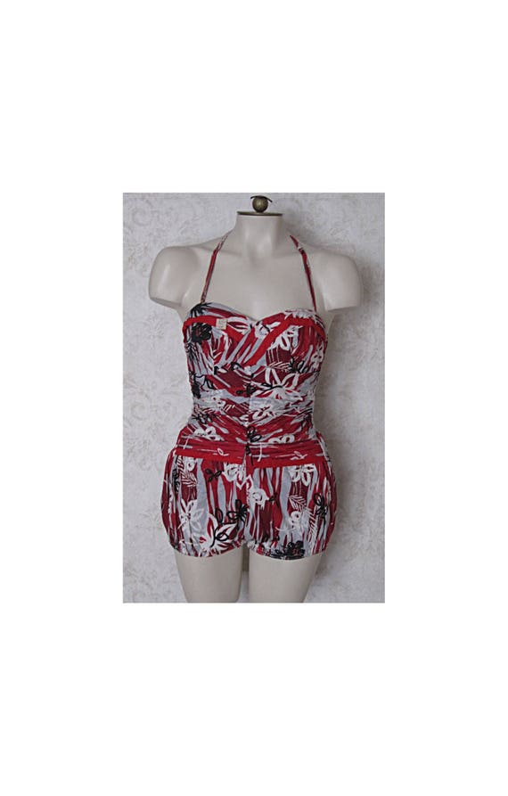 1950s Vintage Swim Suit / One Piece Deauville Cott