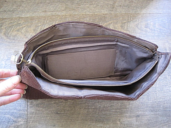 Vintage Corde Purse / Brown Clutch With Clear Luc… - image 5
