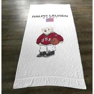 1990s Vintage Ralph Lauren Polo Bear Beach Towel Polo Sport