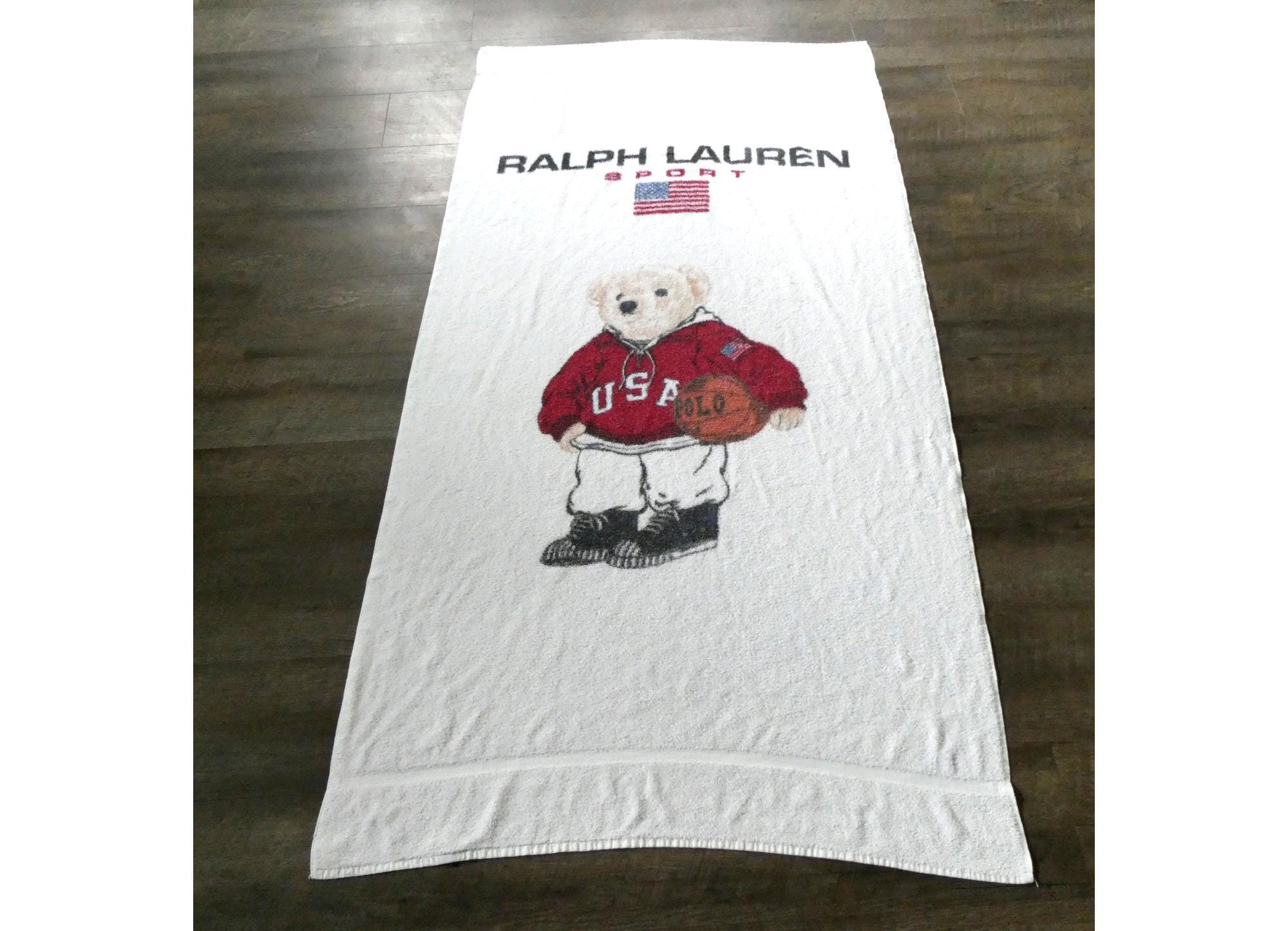 デッドストック USA製 90s ポロスポーツ ポロベアー バスタオル 1990s Vintage Ralph Lauren Polo Bear Beach Towel Polo Sport